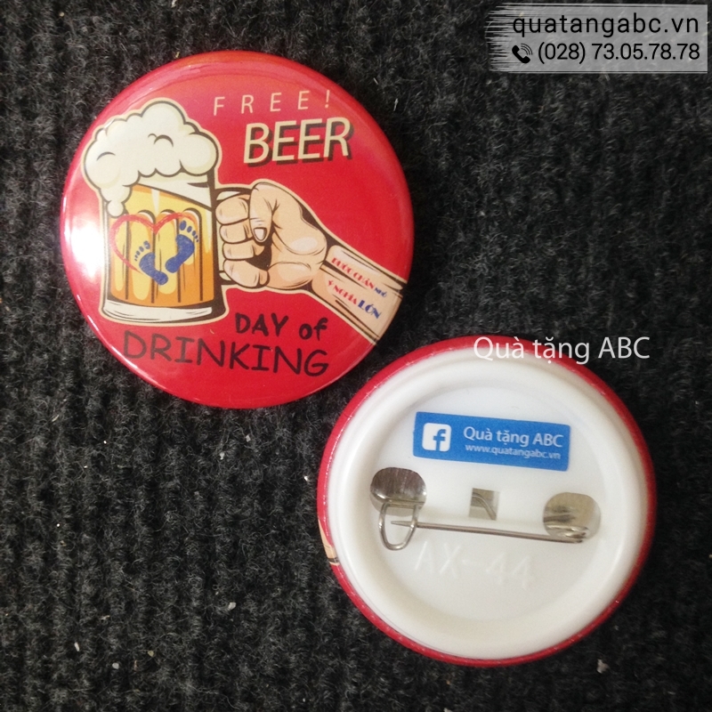 Logo cài áo ngày hội Uống Bia đặt làm tại INLOGO.